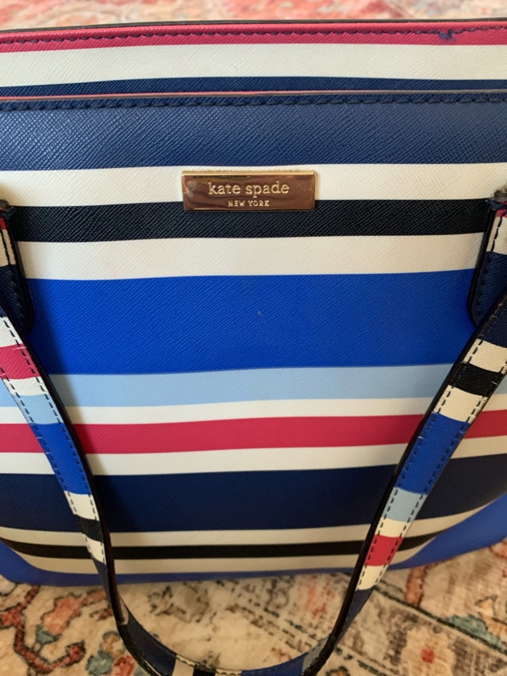 kate spade Striped Tote in Navy, Blue & Pink - Picture 2 of 8